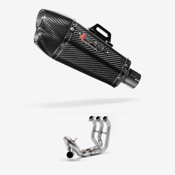 Lextek XP13C Carbon Fibre Exhaust System 210mm Low Level for Yamaha MT-09 (13-20)