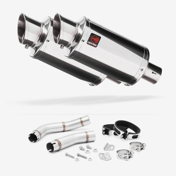 Lextek YP4 S/Steel Stubby Exhaust 200mm with Link Pipe for Yamaha YZF R1 (09-14)