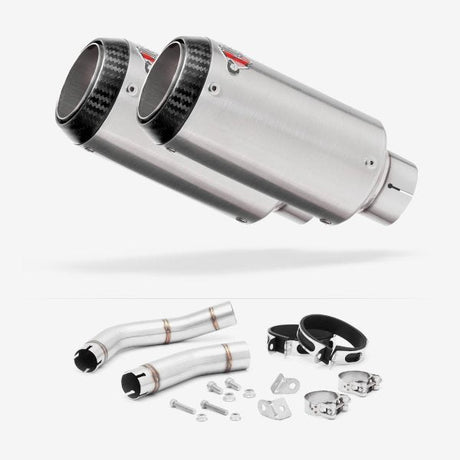 Lextek CP1 Matt S/Steel Carbon Tip Exhaust 150mm with Link Pipe for Yamaha YZF R1 (09-14)