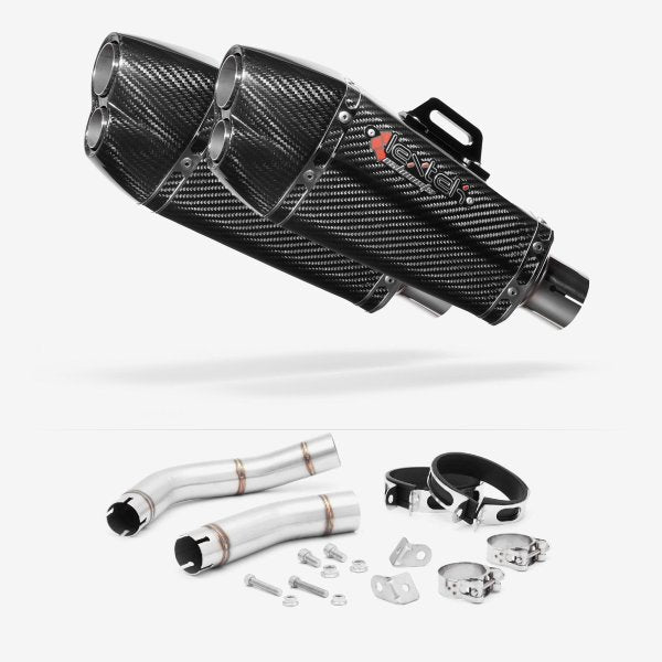 Lextek XP13C Carbon Fibre Exhaust 210mm with Link Pipe for Yamaha YZF R1 (09-14)
