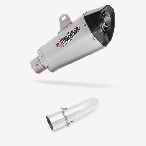 Lextek XP10 Matt S/Steel Exhaust 210mm with Link Pipe for BMW F800 GS (08-19) GT (13-19)