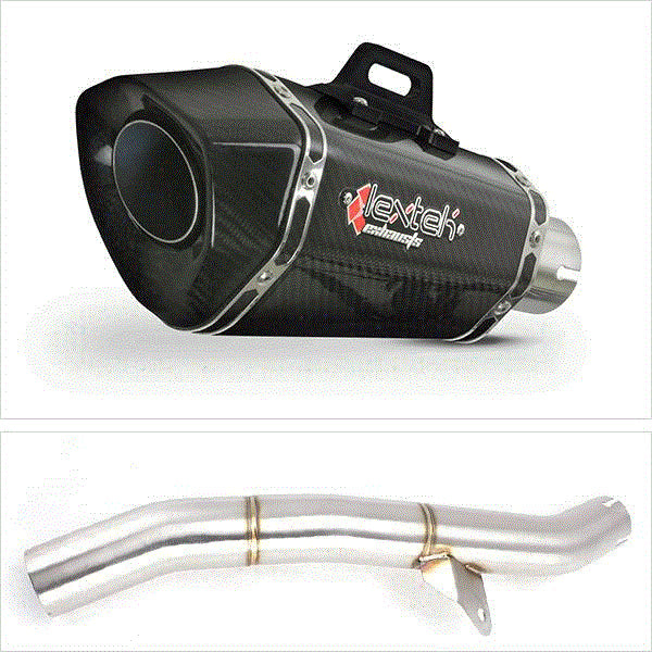 Lextek XP8C Carbon Fibre Exhaust 210mm with Link Pipe for Honda CBR600 F/FR/FS (01-02)
