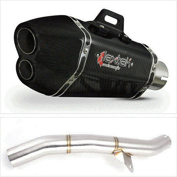 Lextek XP13C Carbon Fibre Exhaust 210mm with Link Pipe for Honda CBR600 F/FR/FS (01-02)