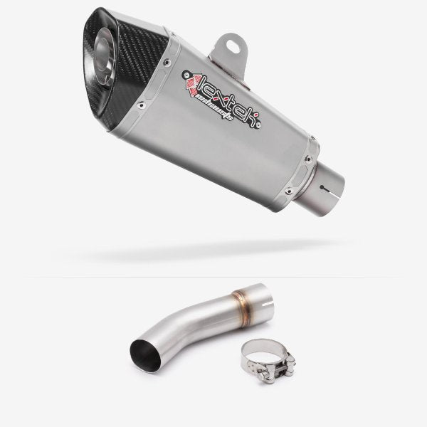 Lextek XP10 Matt S/Steel Exhaust 210mm with Link Pipe for Suzuki SV650 (03-15)