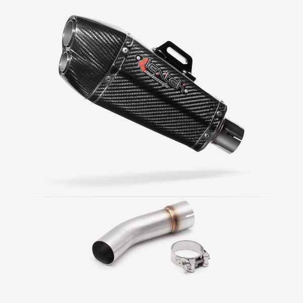 Lextek XP13C Carbon Fibre Exhaust 210mm with Link Pipe for Suzuki SV650 (03-15)
