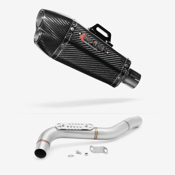 Lextek XP13C Carbon Fibre Exhaust 210mm with Link Pipe for Triumph Tiger 1050 (07-12)