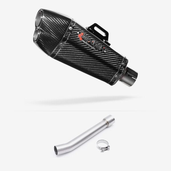 Lextek XP13C Carbon Fibre Exhaust 210mm with Link Pipe for Yamaha FZS 1000 (00-05)
