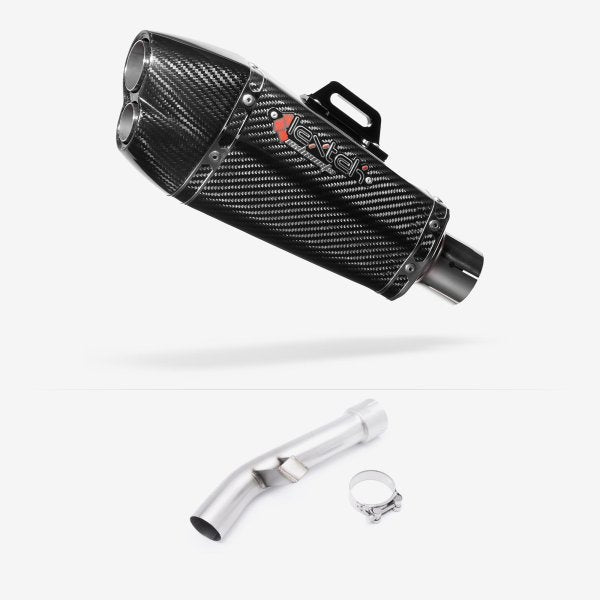 Lextek XP13C Carbon Fibre Exhaust 210mm with Link Pipe for Yamaha FZ1 (06-15)