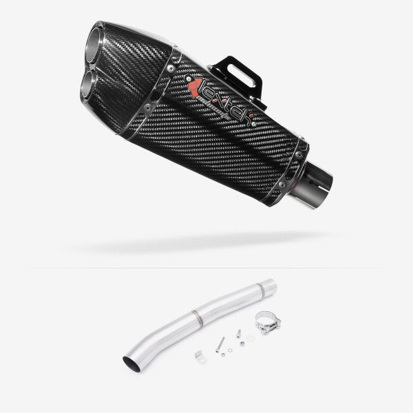 Lextek XP13C Carbon Fibre Exhaust 210mm with Link Pipe for Yamaha YZF R6 (06-16)