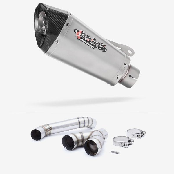 Lextek XT10 Matt S/Steel Hexagonal Exhaust 210mm with Link Pipe for BMW S1000RR (10-11)