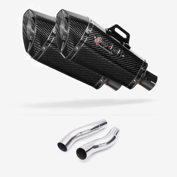 Lextek XP8C Carbon Fibre Exhaust 210mm with Link Pipes for Kawasaki Z1000 (14-19)