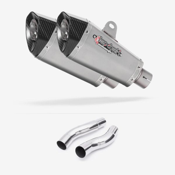 Lextek XP10 Matt S/Steel Exhaust 210mm with Link Pipes for Kawasaki Z1000 (14-19)
