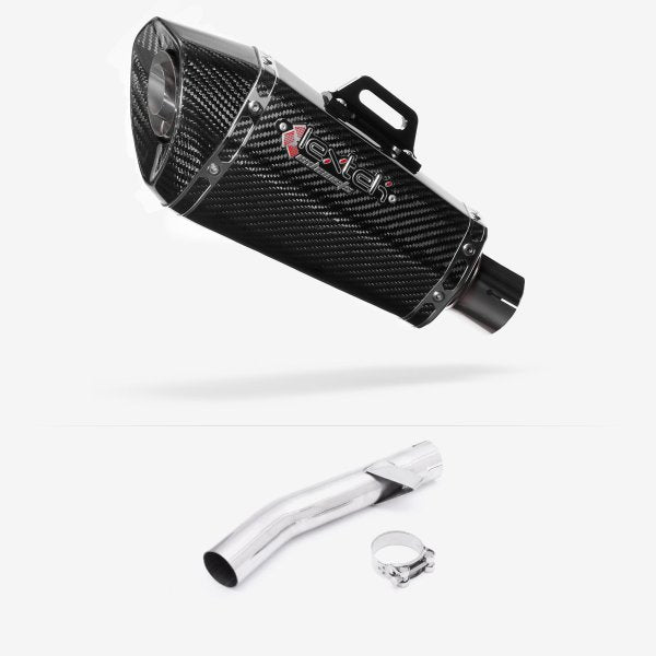 Lextek XP8C Carbon Fibre Exhaust 210mm with Link Pipe for Yamaha FZS 600 Fazer (97-03)