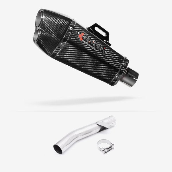 Lextek XP13C Carbon Fibre Exhaust 210mm with Link Pipe for Yamaha FZS 600 Fazer (97-03)