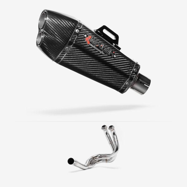 Lextek XP13C Carbon Fibre Exhaust System 210mm for Kawasaki ER6, Ninja 650, Z650, Versys 650