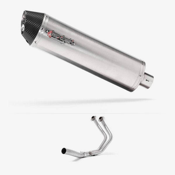 Lextek RP1 Gloss S/Steel Oval Exhaust System 400mm High Level for Yamaha MT-07/XSR 700 (14-22)