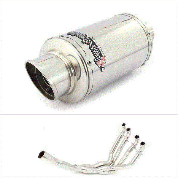 Lextek YP4 S/Steel Stubby Exhaust System 200mm for Kawasaki ZX-10R Ninja (10-17)