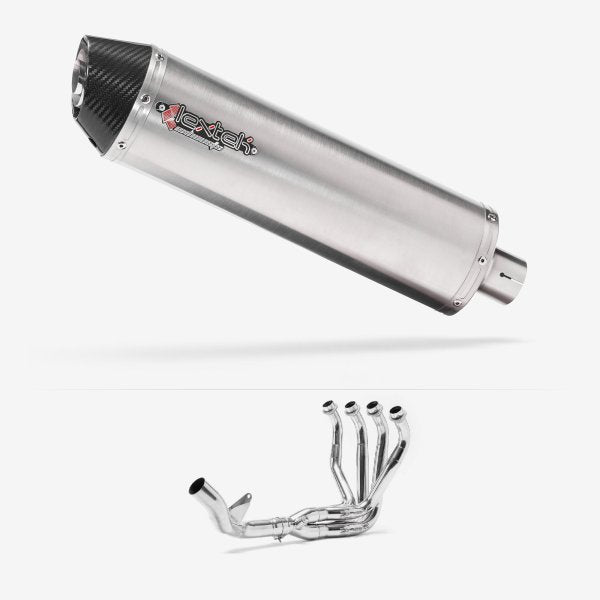 Lextek RP1 Gloss S/Steel Oval Exhaust System 400mm Single Sided for Kawasaki Z1000 (10-19)