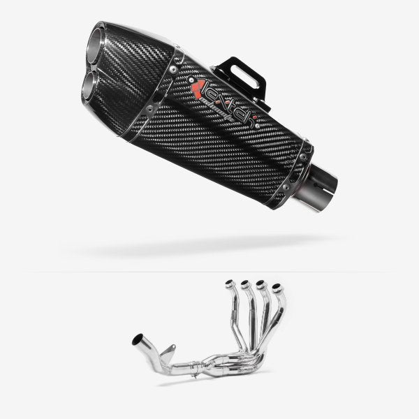 Lextek XP13C Carbon Fibre Exhaust System 210mm Single Sided for Kawasaki Z1000 (10-19)