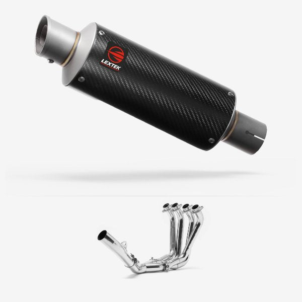 Lextek GP8C Carbon Fibre GP Stubby Exhaust System 240mm for Yamaha YZF R6 (06-16)