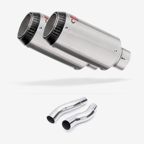 Lextek CP1 Matt S/Steel Carbon Tip Exhaust 150mm with Link Pipes for Kawasaki Z1000 (14-19)