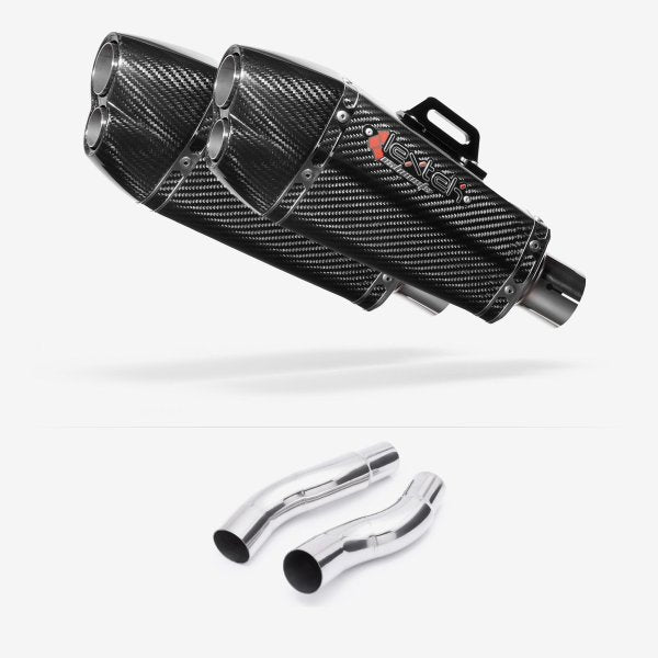 Lextek XP13C Carbon Fibre Exhaust 210mm with Link Pipes for Kawasaki Z1000 (14-19)