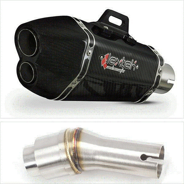 Lextek XP13C Carbon Fibre Exhaust 210mm with Link Pipe for Kawasaki Ninja 250 (08-12)