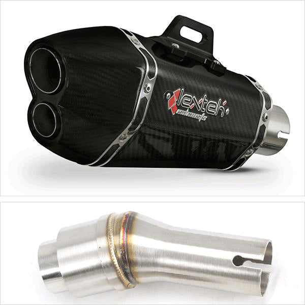 Lextek XP13C Carbon Fibre Exhaust 210mm with Link Pipe for Kawasaki Ninja 300 (13-17)