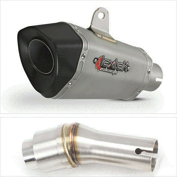 Lextek XP10 Matt S/Steel Exhaust 210mm with Link Pipe for Kawasaki Ninja 300 (13-17)