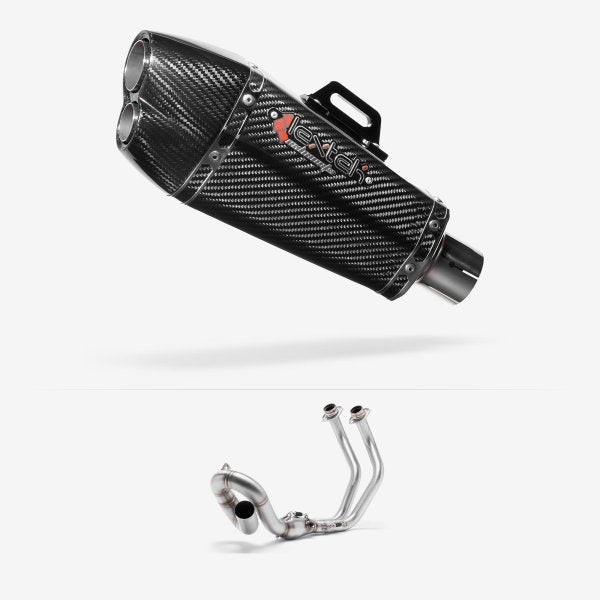 Lextek XP13C Carbon Fibre Exhaust System 210mm Low Level for Yamaha MT-07/XSR 700 (14-24)