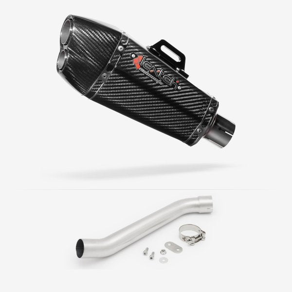Lextek XP13C Carbon Fibre Exhaust 210mm with Link Pipes for Aprilia RSV 4 (09-14) Tuono (11-16)