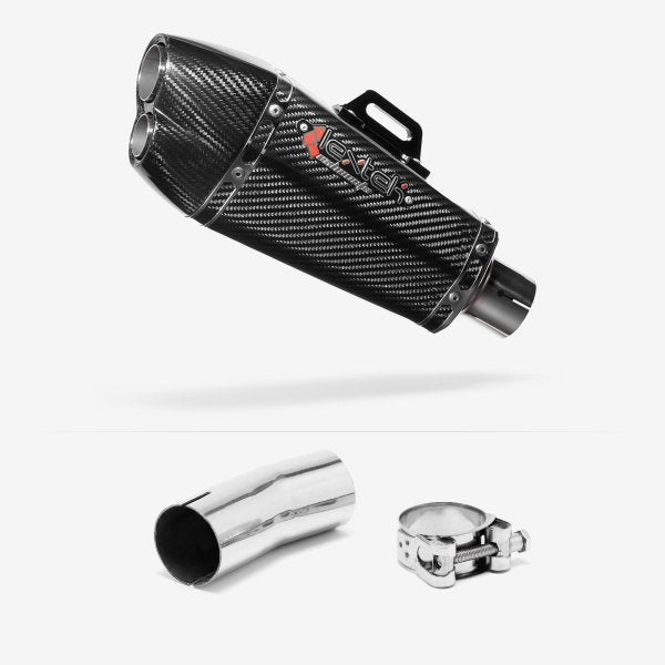 Lextek XP13C Carbon Fibre Exhaust 210mm with Link Pipe for Suzuki GSXR 1000 (12-22)