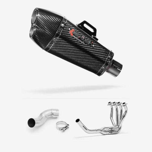 Lextek XP13C Carbon Fibre Exhaust System 210mm for Kawasaki Z900 (17-19)
