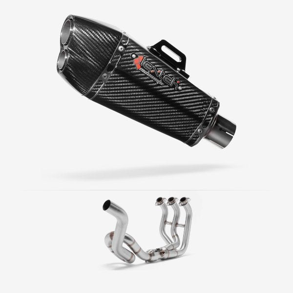 Lextek XP13C Carbon Fibre Exhaust System 210mm High Level for Yamaha MT-09 (13-20)