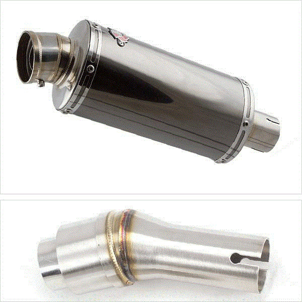 Lextek OP16 Dark Tint Stainless Exhaust 250mm with Link Pipe for Kawasaki Ninja 300 (13-17)