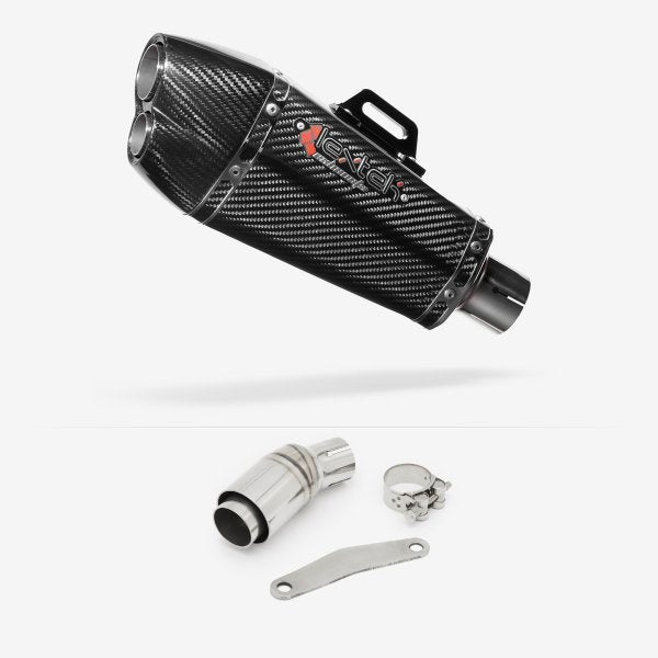 Lextek XP13C Carbon Fibre Exhaust 210mm with Link Pipe for Kawasaki Versys-X 300 (17-18)