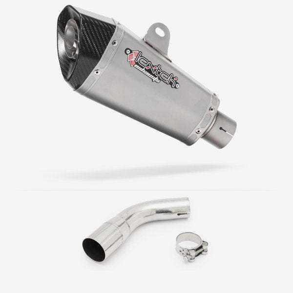 Lextek XP10 Matt S/Steel Exhaust 210mm with Link Pipe for Suzuki SV650 (16-20)