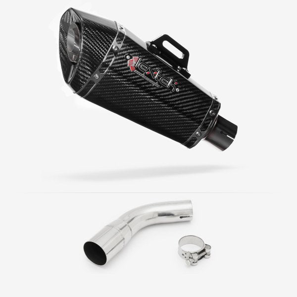 Lextek XP8C Carbon Fibre Exhaust 210mm with Link Pipe for Suzuki SV650 (16-20)