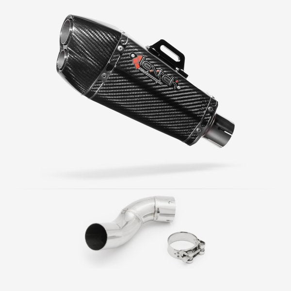 Lextek XP13C Carbon Fibre Exhaust 210mm with Link Pipe for Kawasaki Z900 (17-19)