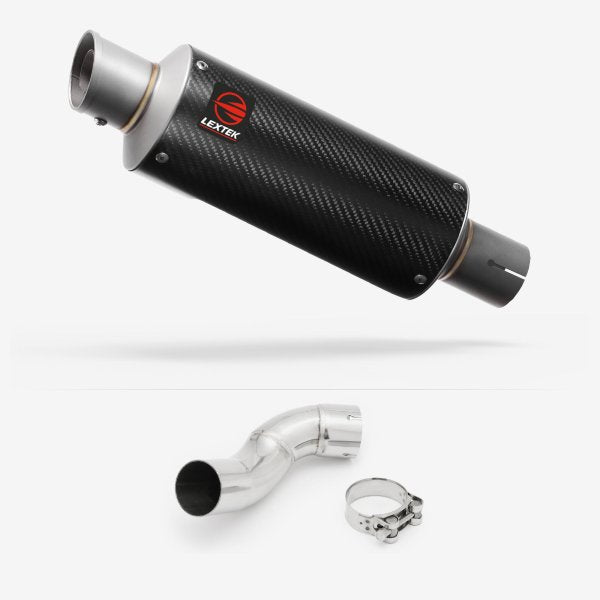 Lextek GP8C Carbon Fibre GP Stubby Exhaust 240mm with Link Pipe for Kawasaki Z900 (17-19)