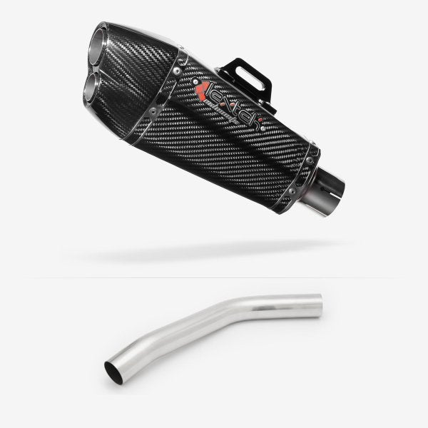 Lextek XP13C Carbon Fibre Exhaust 210mm with Link Pipe for Triumph Tiger 800 (10-19)