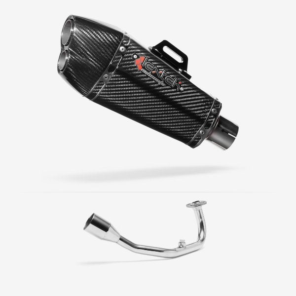 Lextek Stainless Steel XP13C Carbon Fibre Exhaust System 210mm for Lexmoto Diablo 125 / SRT125
