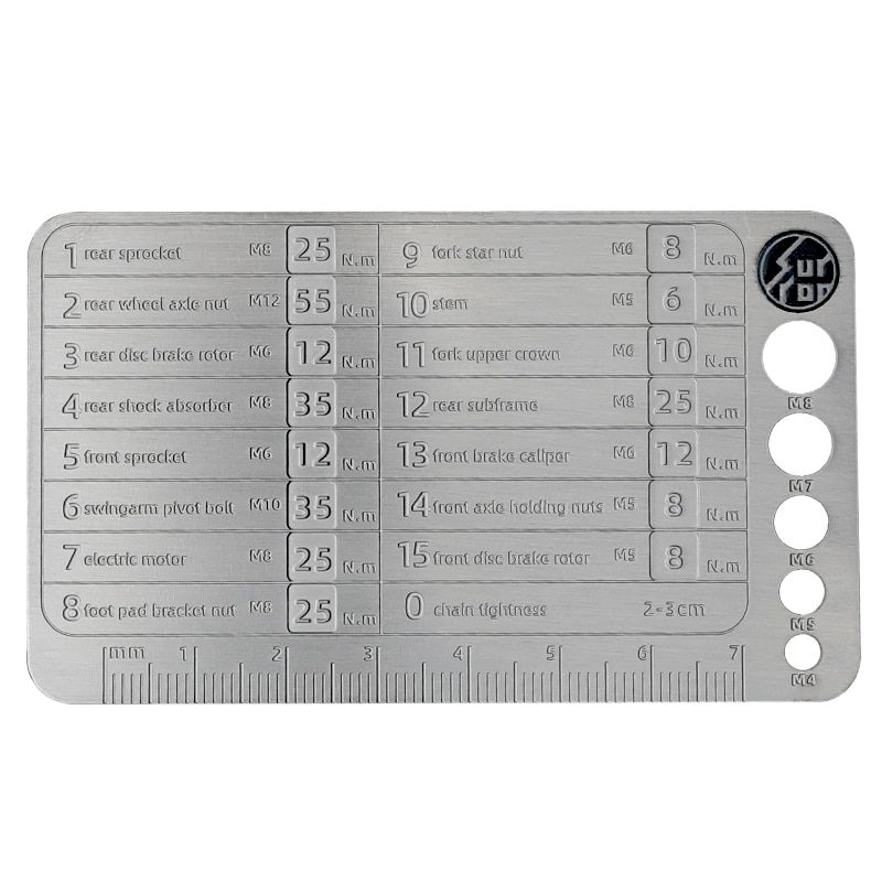 TORQUE CARD AND BOLT SIZE GUAGE SURRON LIGHT BEE X S