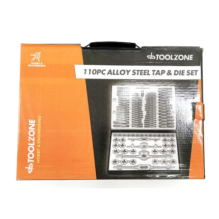 Tap And Die Set 110 Piece Alloy Steel With Wrenches - Toolzone KDPTP096