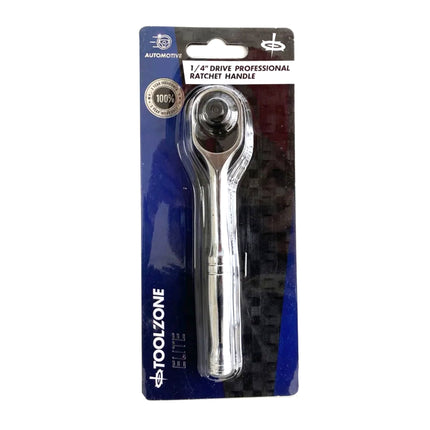 Ratchet Handle 1/4 Drive Professional Polished 150mm Crv Quick Release - Toolzone KDPSS052