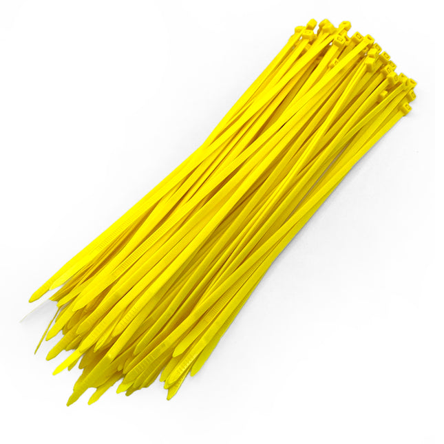 Nylon Cable Zip Ties - Yellow, 300mm x 4.8mm - Pack Of 100