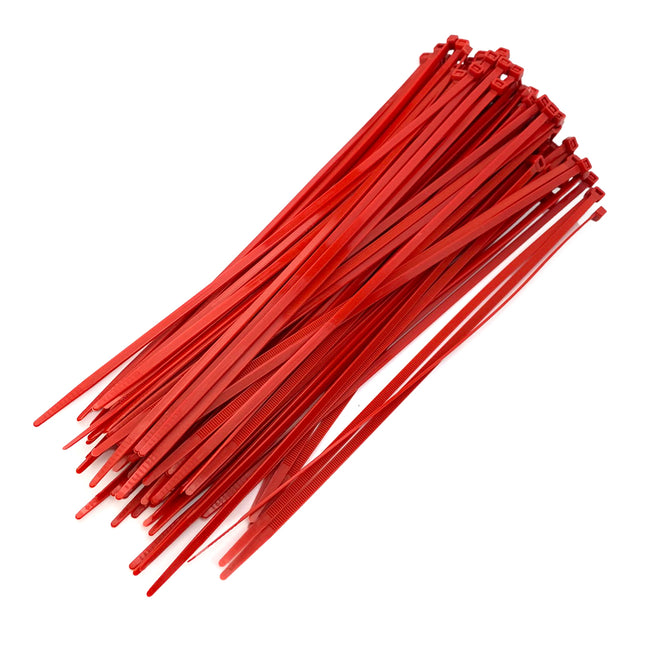 Nylon Cable Zip Ties - Red, 300mm x 4.8mm - Pack Of 100