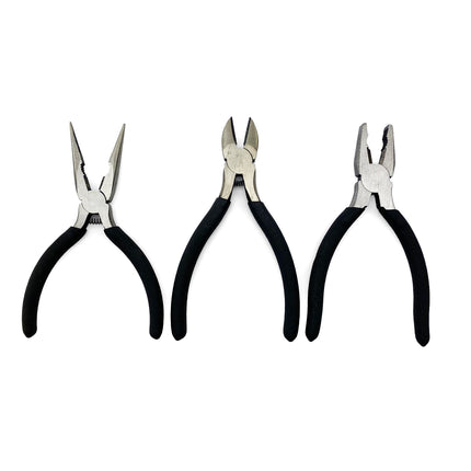 6 Inch Steel Pliers (set Of 3), Snips / Long Nose / Combination Pliers