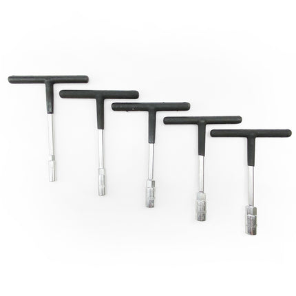 Short Rubber Coated T-handle Set Of 5 Sockets 8mm - 14mm