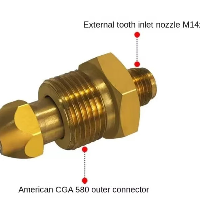 Cylinder Adapter CGA580 G5-8 Nitrogen Brass Gas Regulator Connector